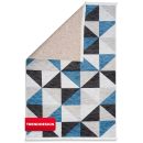 Moderner Teppich Tokyo mit grafischem Dreiecksmuster in Blau, Schwarz und Grau